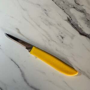 Vintage Quikut 2.5" Stainless Steel Paring Knife with Yellow Plastic Handle